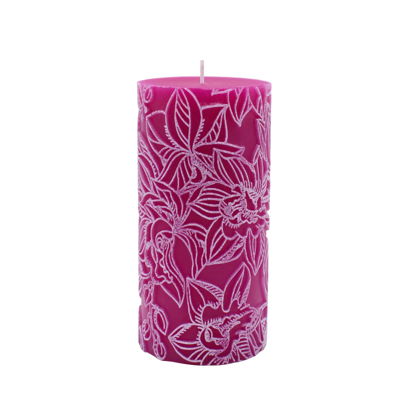 Pink & White Floral Embossed Pillar Candle by Ashland®